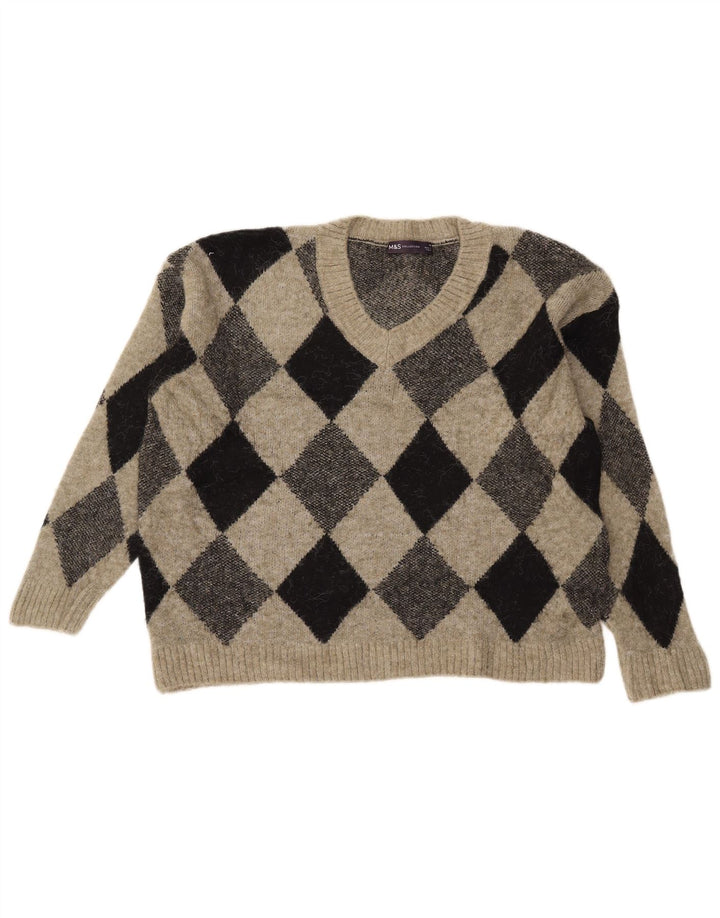 Pulover cu decolteu în V pentru femei Marks & Spencer, UK 14 Medium Khaki