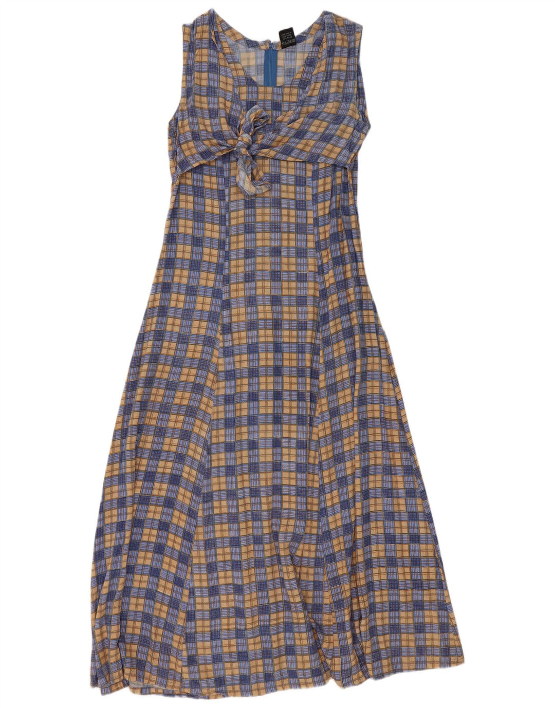 We Be Bop Rochie Maxi fără mâneci pentru femei UK 12 Medium Blue Check Rayon