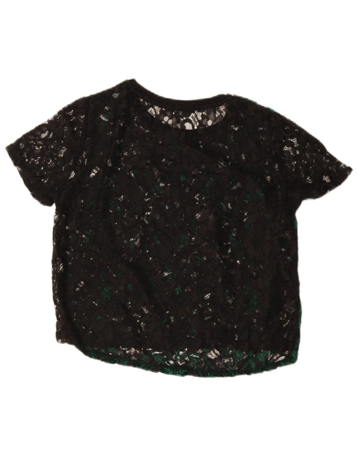 Bluză Crop Top pentru femei Zara UK 14 Medium Green Paisley