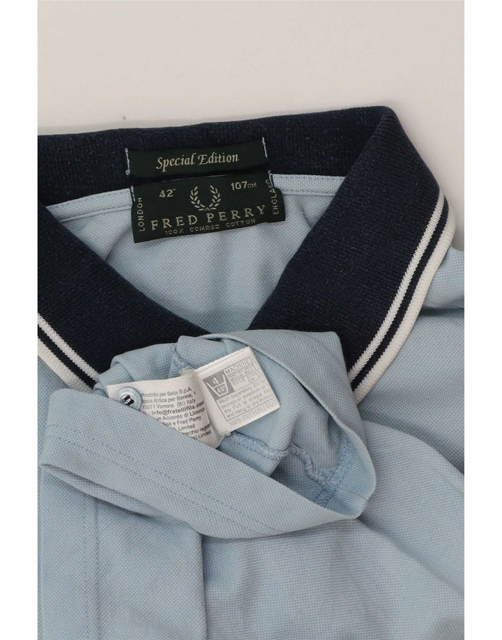 Tricou polo pentru bărbați de rugby Fred Perry, bumbac cu dungi albastre medii