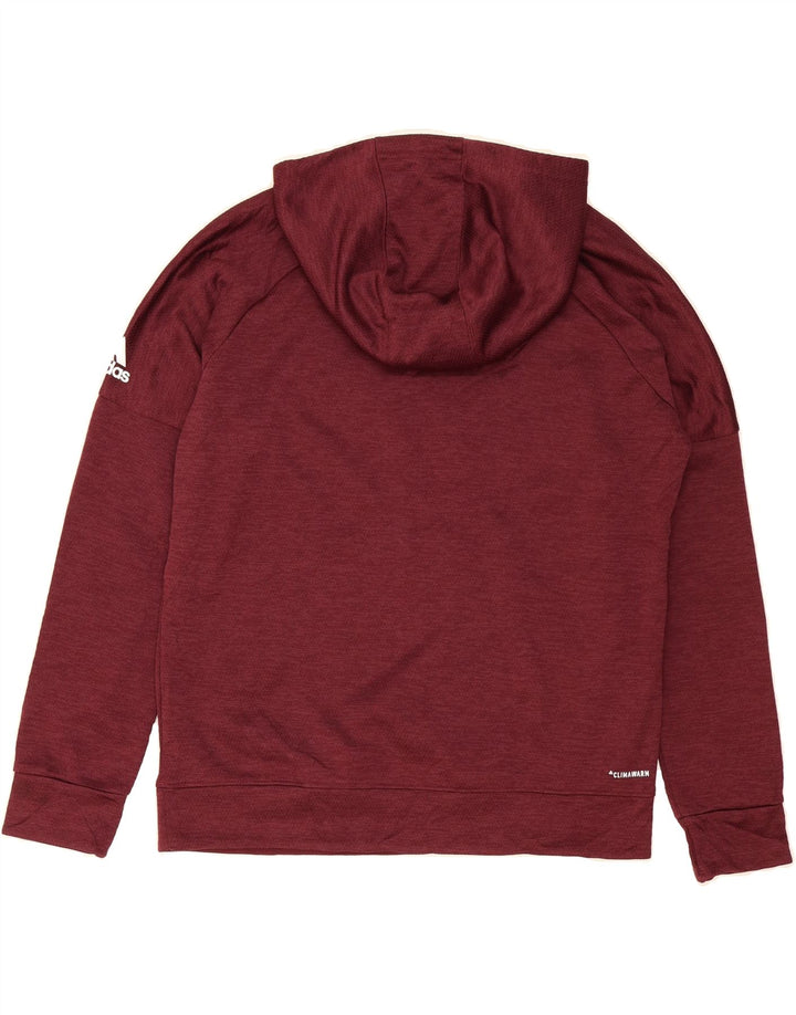 ADIDAS Womens Graphic Hoodie Jumper UK 16 Large Maroon Polyester Vintage Adidas and Second-Hand Adidas from Messina Hembry 
