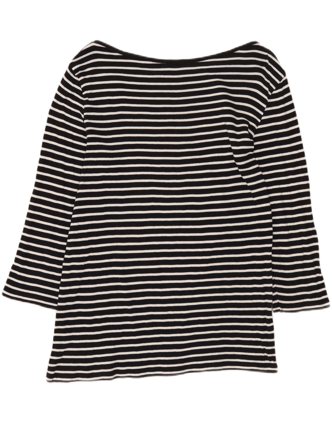 Benetton Top pentru femei cu mâneci 3/4 UK 12 Medium Black Striped Nautical