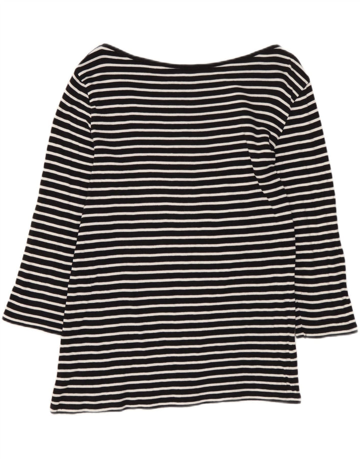 Benetton Top pentru femei cu mâneci 3/4 UK 12 Medium Black Striped Nautical