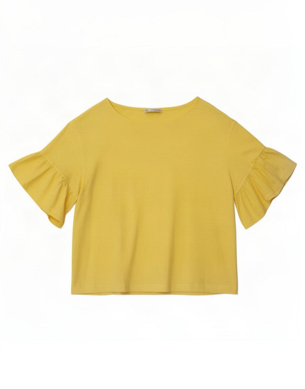 Tricou supradimensionat pentru femei Zara UK 10 Bumbac galben mic