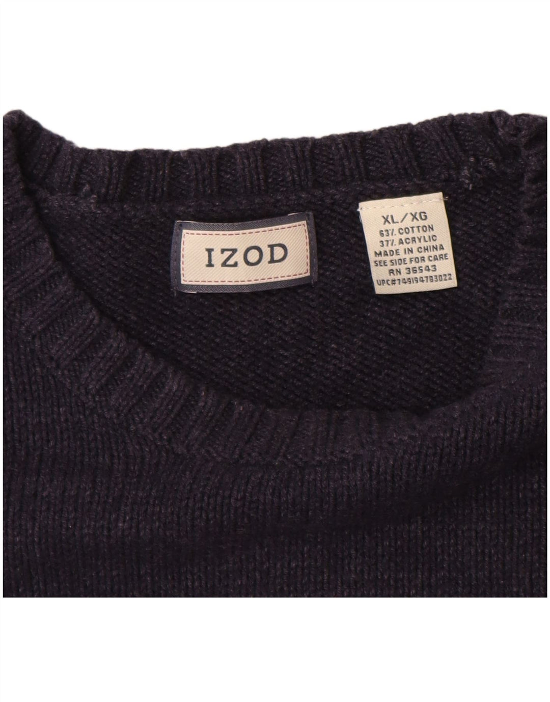 Pulover Izod pentru bărbați, cu gât crew, XL, bumbac bleumarin