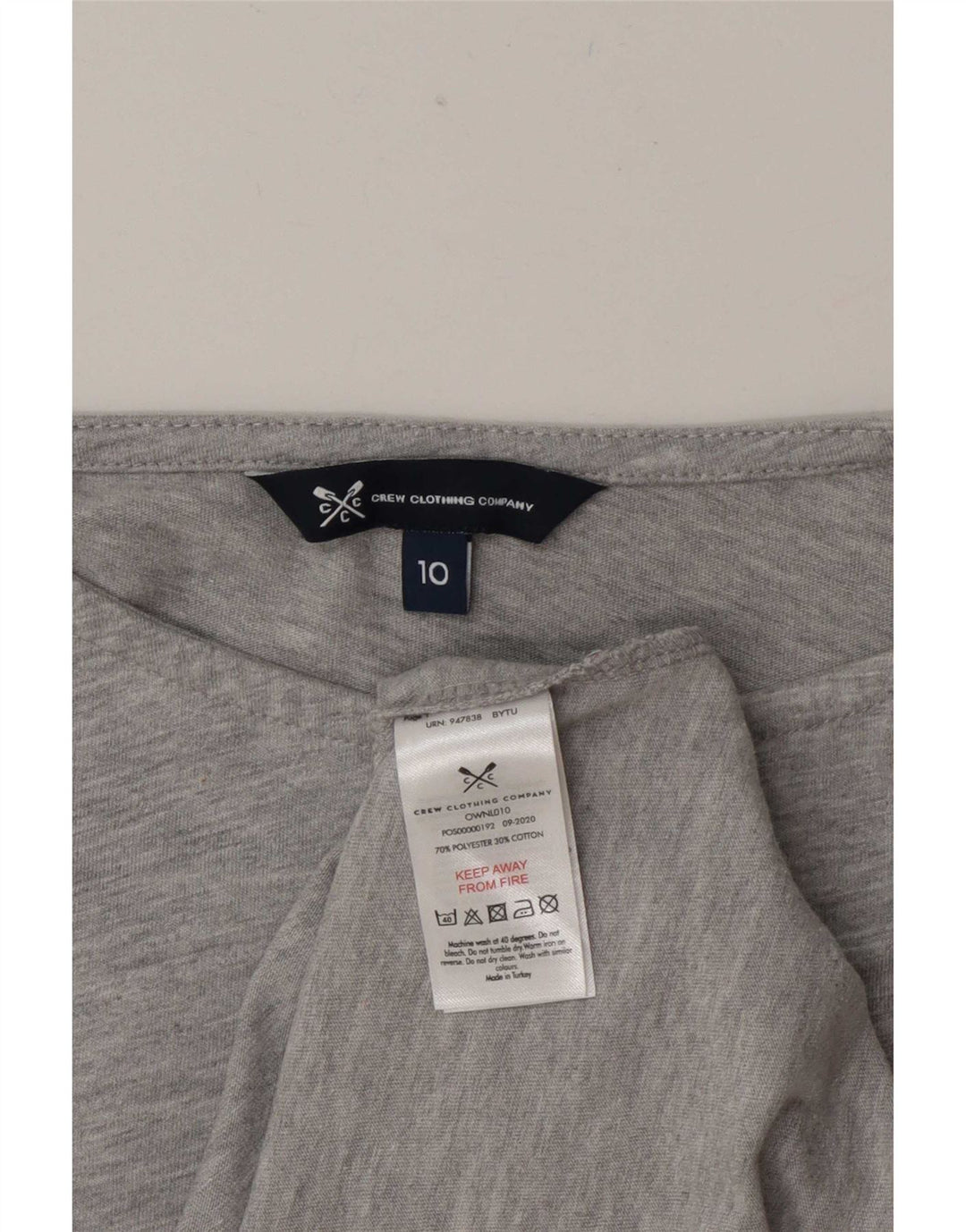 Crew Clothing Femei Top mânecă 3/4 UK 10 Small Gri Poliester