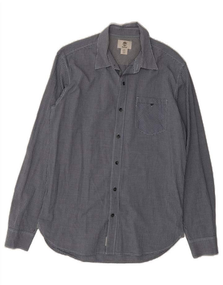 TIMBERLAND Mens Slim Fit Shirt Small Blue Check Cotton Vintage Timberland and Second-Hand Timberland from Messina Hembry 
