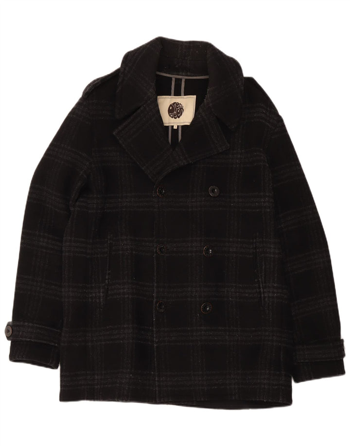 Palton pentru bărbați Pretty Green UK 40, lână mare, cu carouri, negru