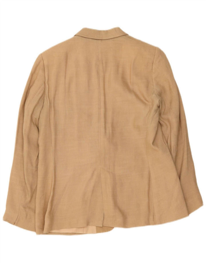 MASSIMO DUTTI Womens 1 Button Blazer Jacket EU 42 Large Beige Linen