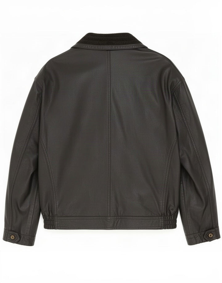Jachetă de piele vintage pentru bărbați UK 42 XL neagră