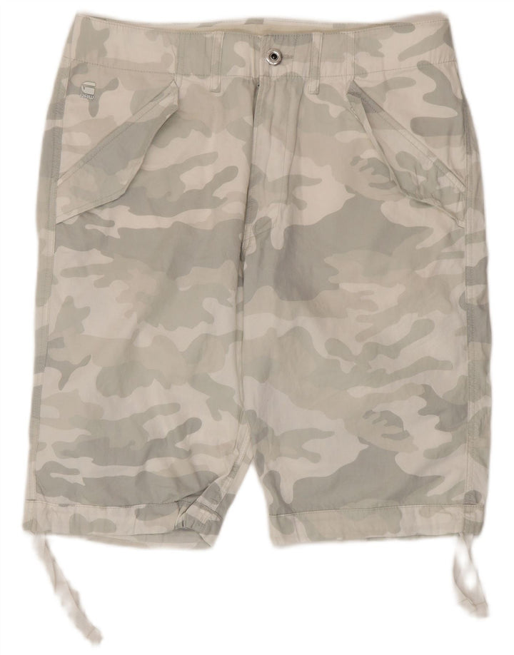 Pantaloni scurti cargo pentru bărbați G-Star W33, bumbac camuflaj, gri mediu