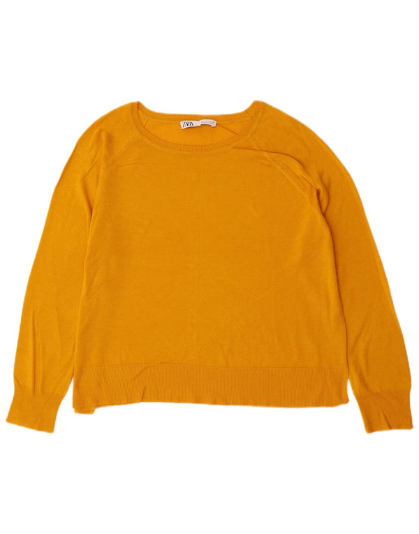 Pulover pentru femeie cu gât de barcă Zara UK 16 mare galben