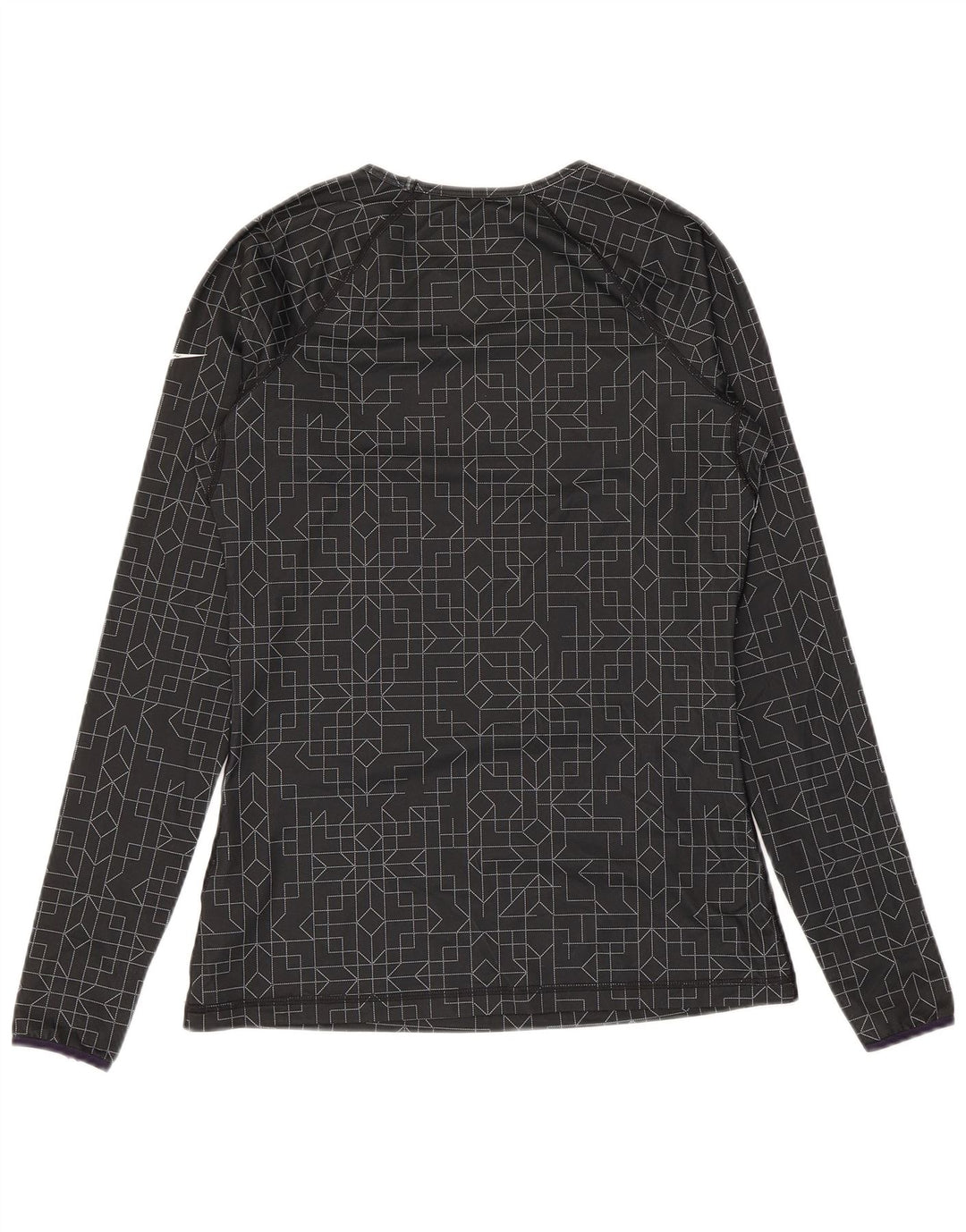Nike Dri Fit Top cu mânecă lungă pentru femei UK 12 Medium Negru Geometric Poliester