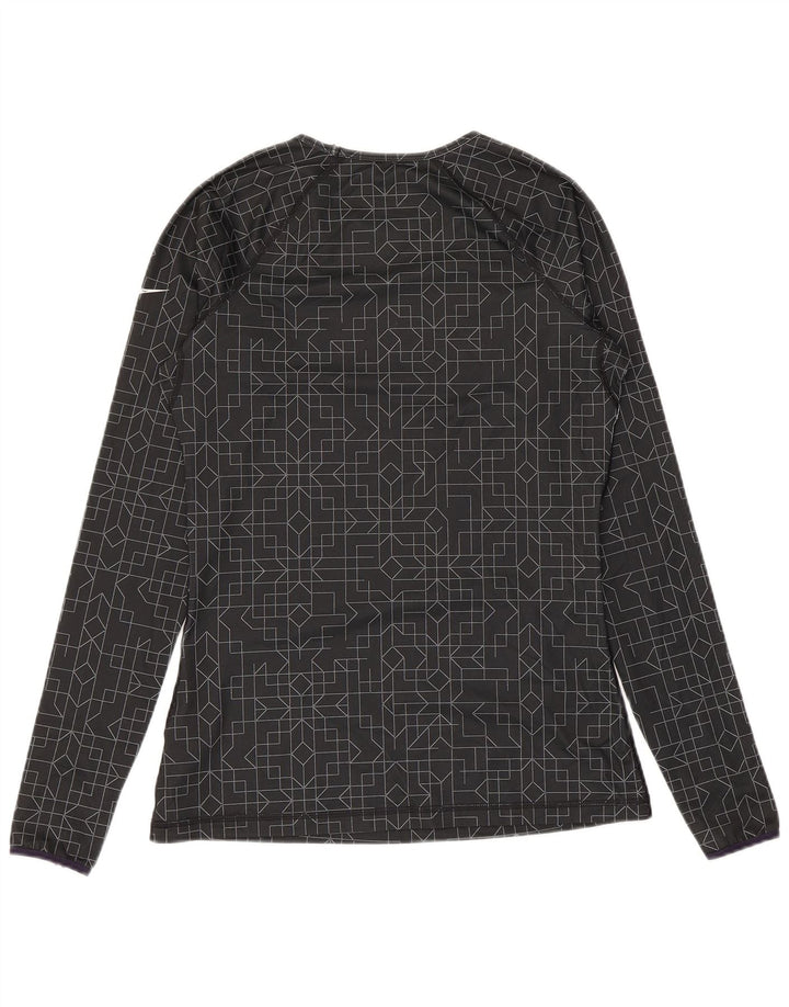 Nike Dri Fit Top cu mânecă lungă pentru femei UK 12 Medium Negru Geometric Poliester