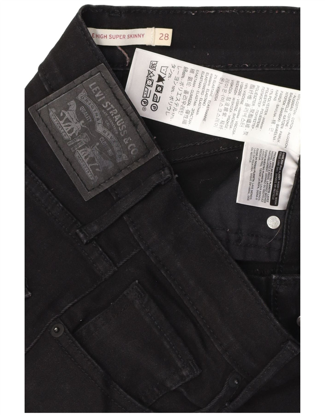 Blugi super skinny Mile High pentru femei LEVI'S W28 L29 bumbac negru
