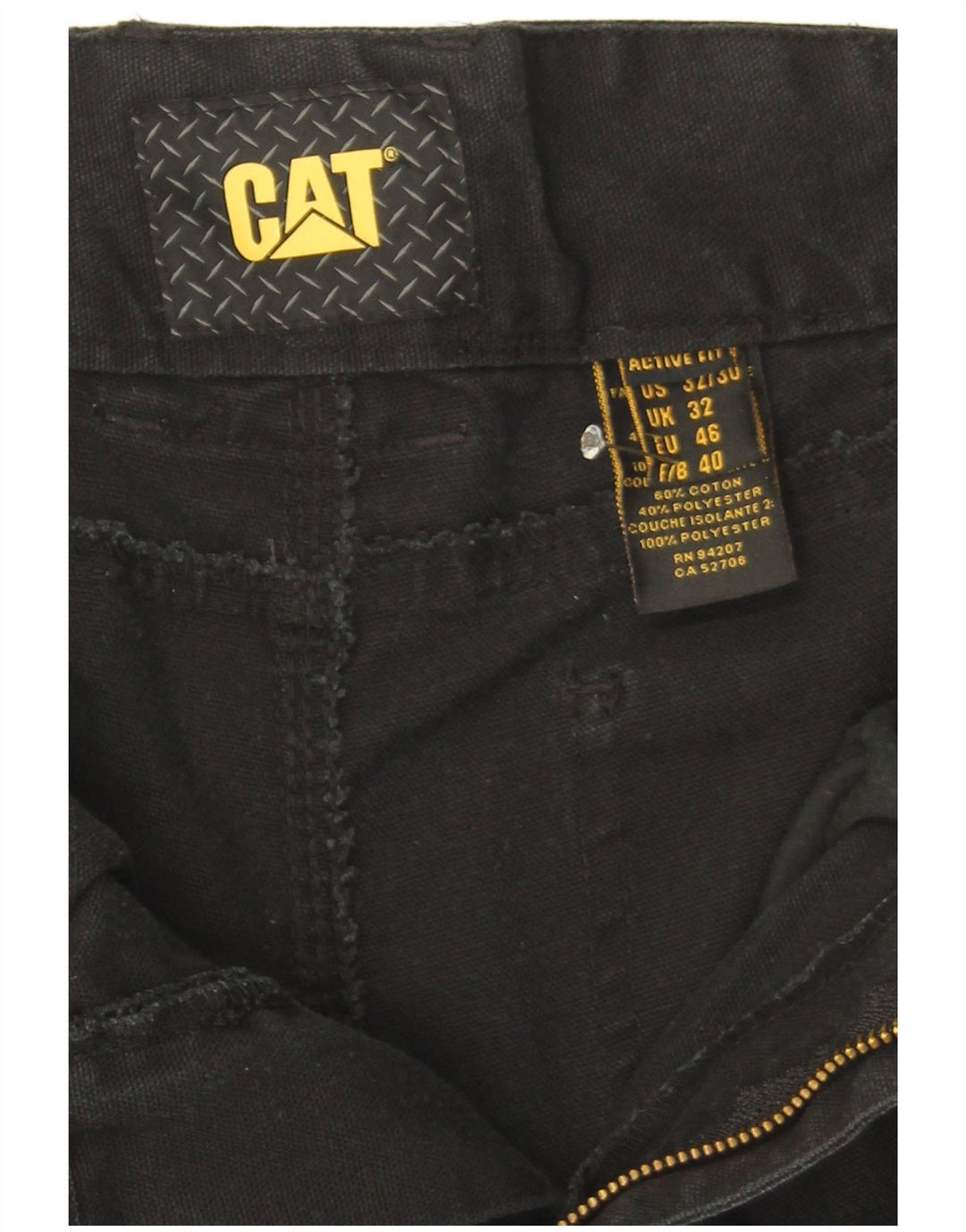 Pantaloni cargo drepti pentru bărbați CAT W32 L29 bumbac negru