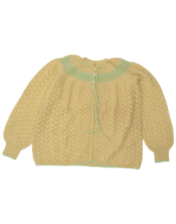 Pulover Cardigan Vintage pentru femei UK 16 Large Yellow