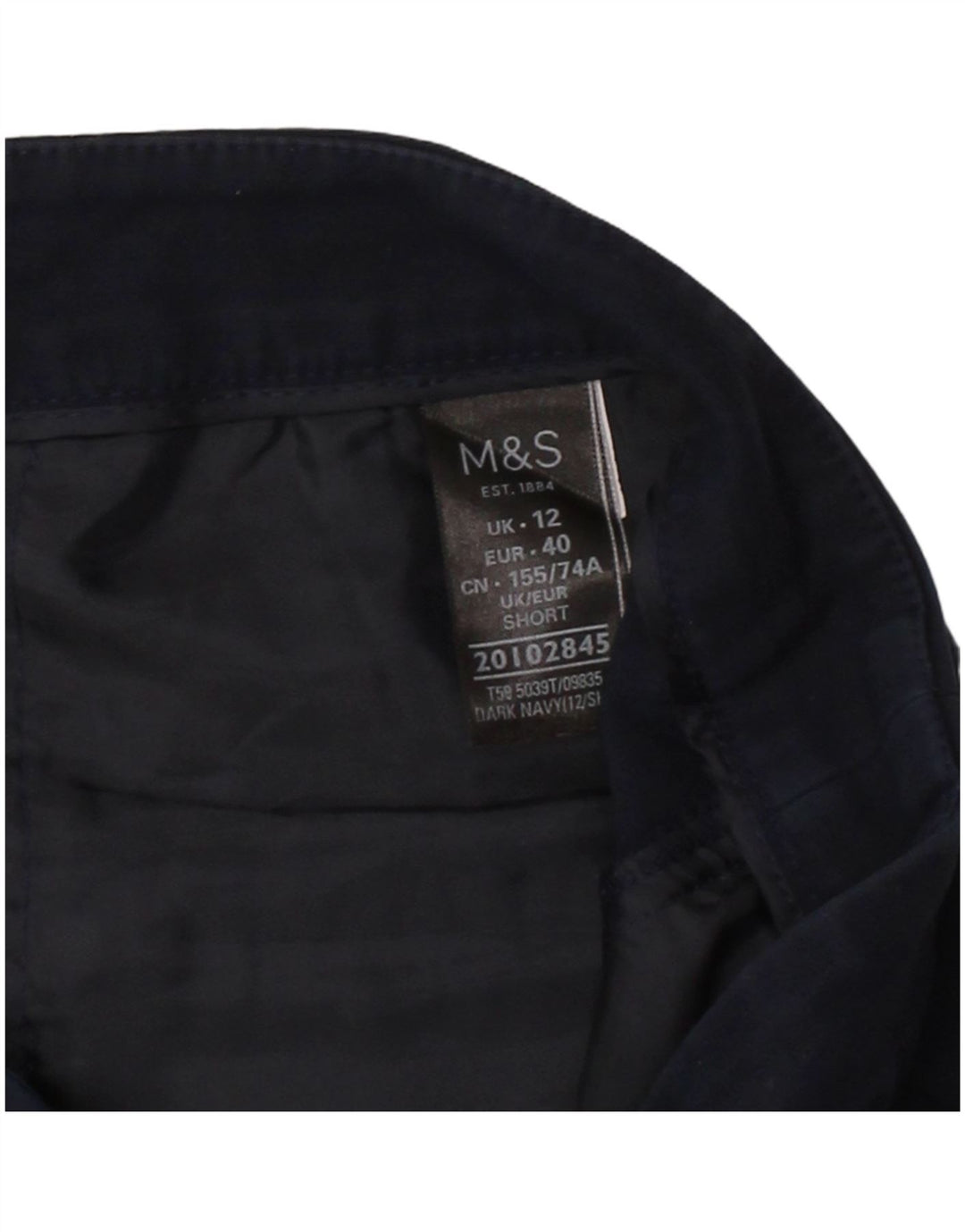 MARKS & SPENCER Womens Cropped Trousers UK 12 Medium W30 L25 Navy Blue