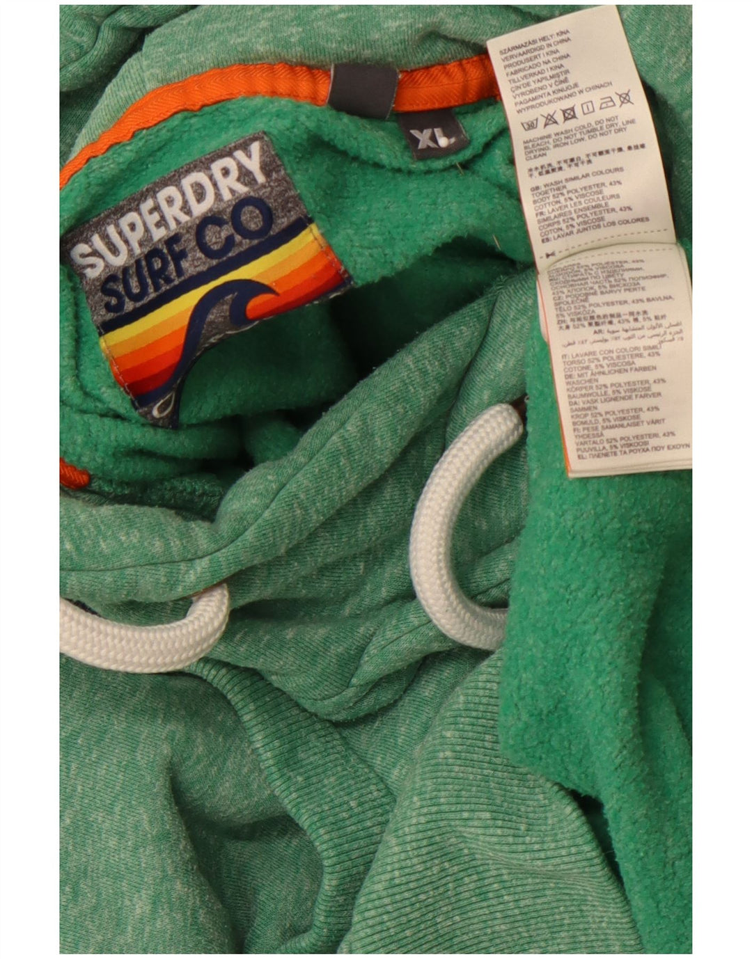 Pulover cu glugă grafic pentru bărbați SUPERDRY, XL, poliester pătat verde