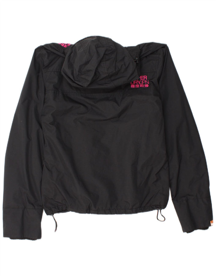 Jachetă de vânt cu glugă Superdry pentru femei UK 14, mare, negru, nailon