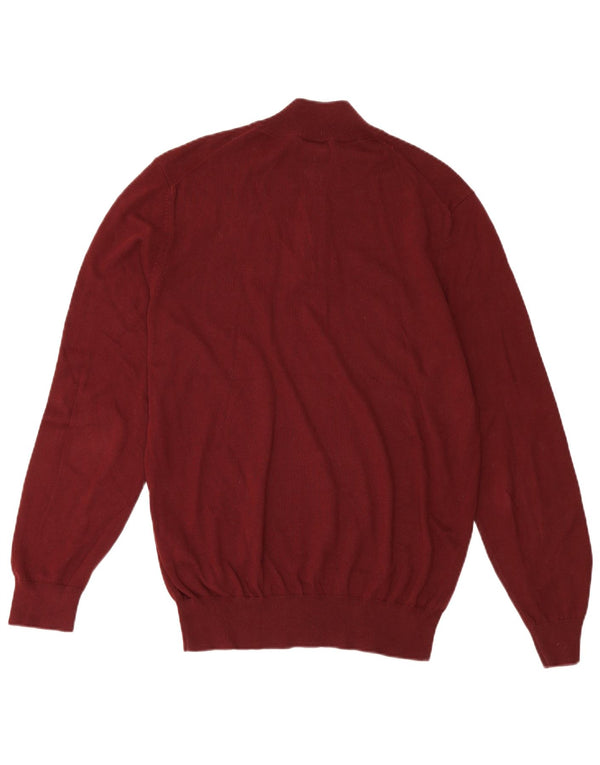 Pulover pentru bărbați Hugo Boss, cu fermoar, cu gât, din bumbac mare burgundy