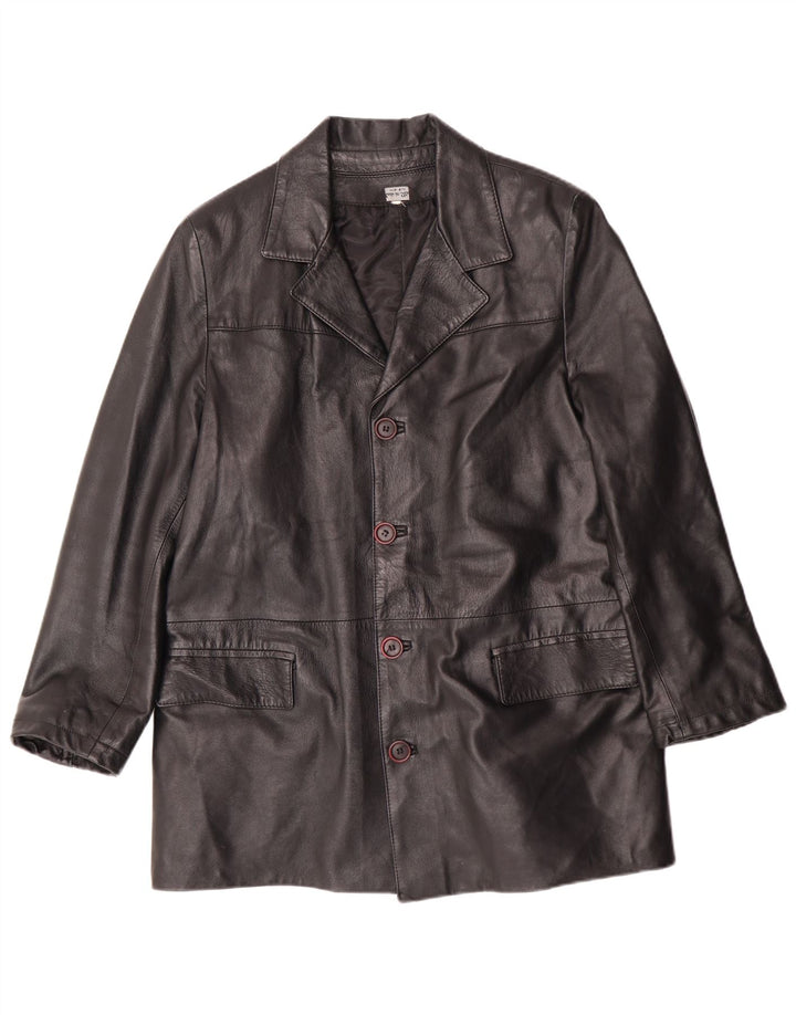 Jachetă de piele vintage pentru bărbați UK 38 Medium Black Leather Classic