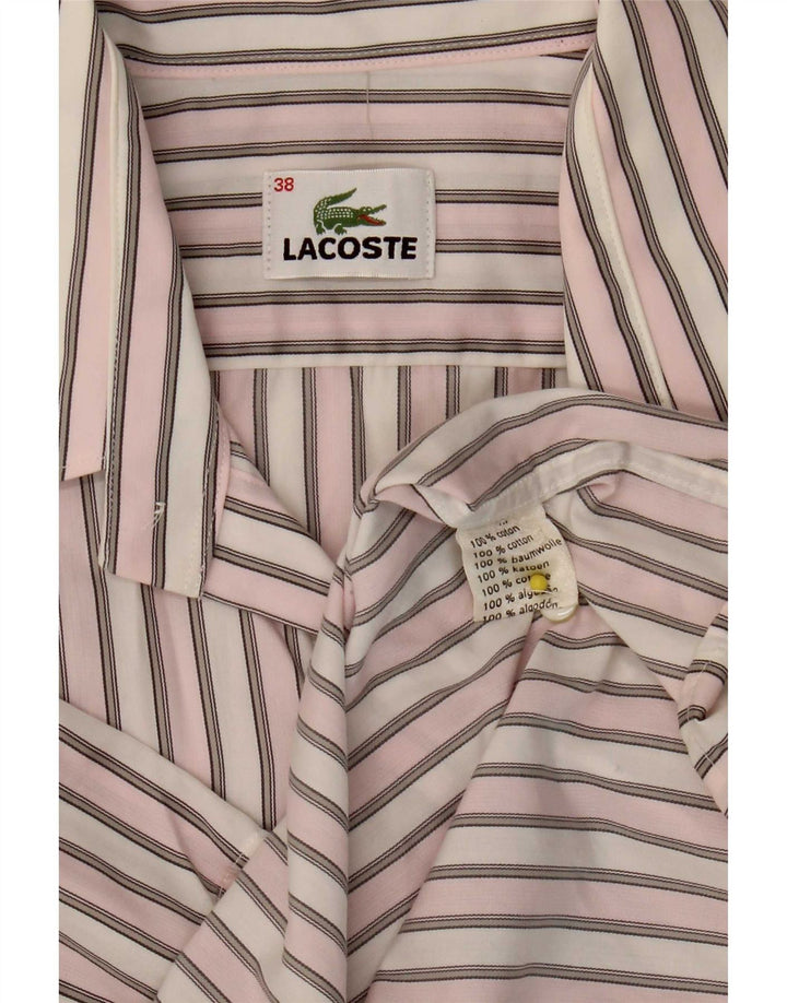 Cămașă pentru bărbați Lacoste cu mânecă scurtă, mărimea 38, bumbac cu dungi roz mediu