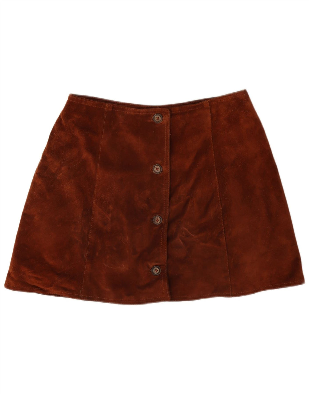 Fusta mini de piele intoarsa vintage pentru femei W28 maro mediu