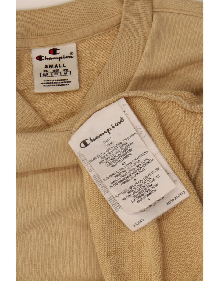 CHAMPION Mens Graphic Sweatshirt Jumper Small Beige Cotton