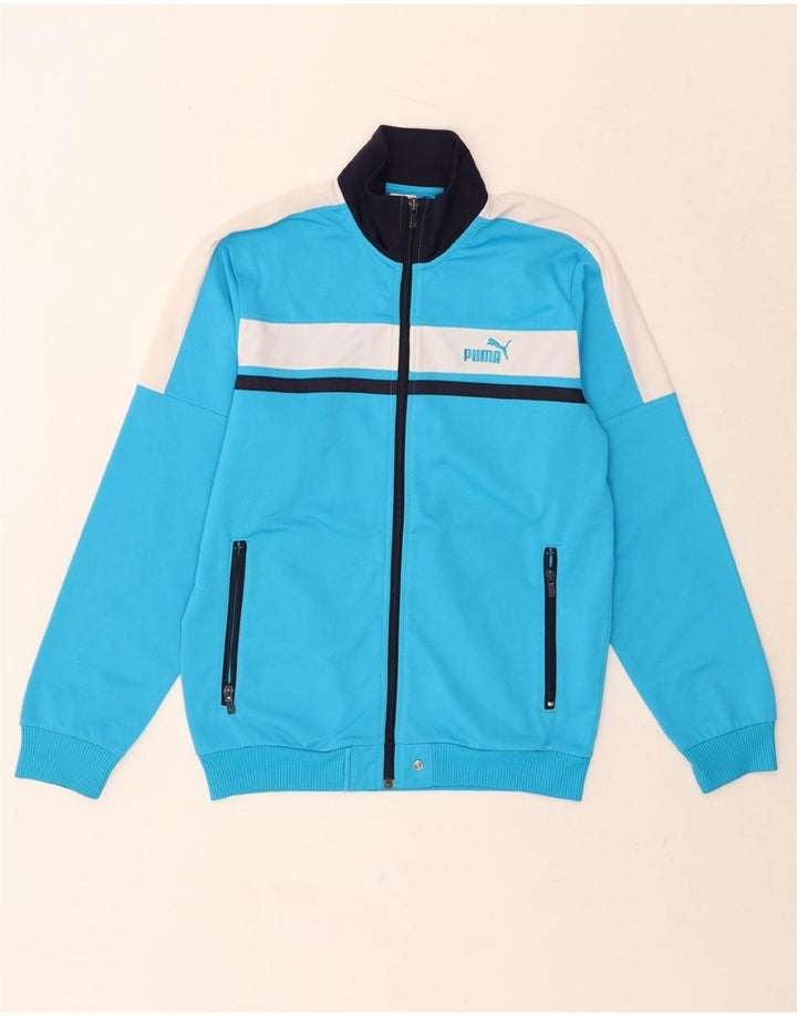 PUMA Girls Tracksuit Top Jacket 13-14 Years Blue Colourblock Polyester Vintage Puma and Second-Hand Puma from Messina Hembry 