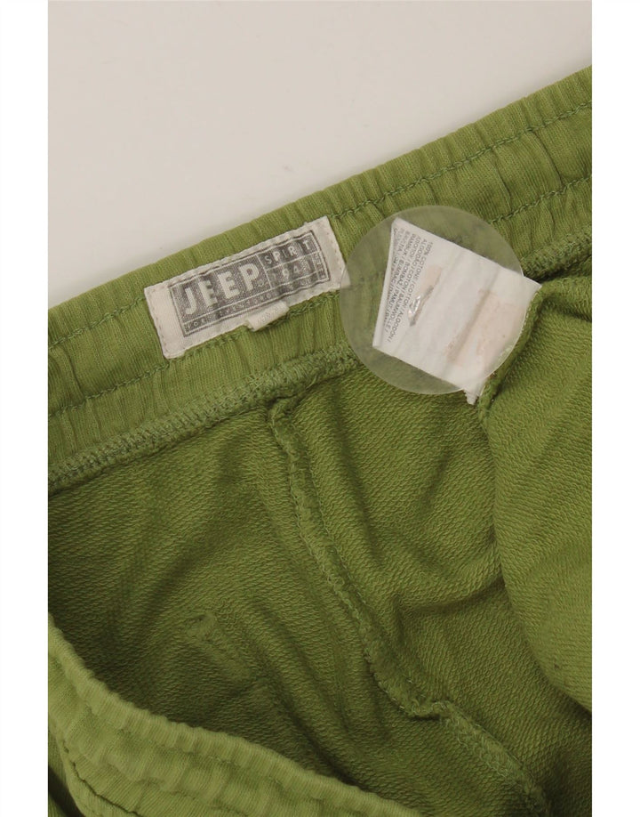 Pantaloni scurți sport grafic Jeep pentru bărbați, bumbac verde mediu