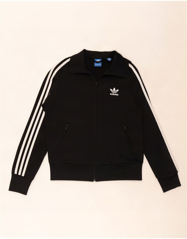 Jachetă de top pentru trening grafic Adidas pentru femei UK 10 Poliester negru mic