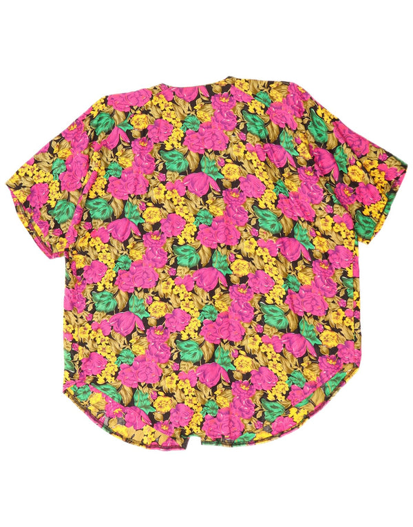 Bluză cămașă supradimensionată pentru femei VINTAGE UK 22 3XL Multicolor Floral