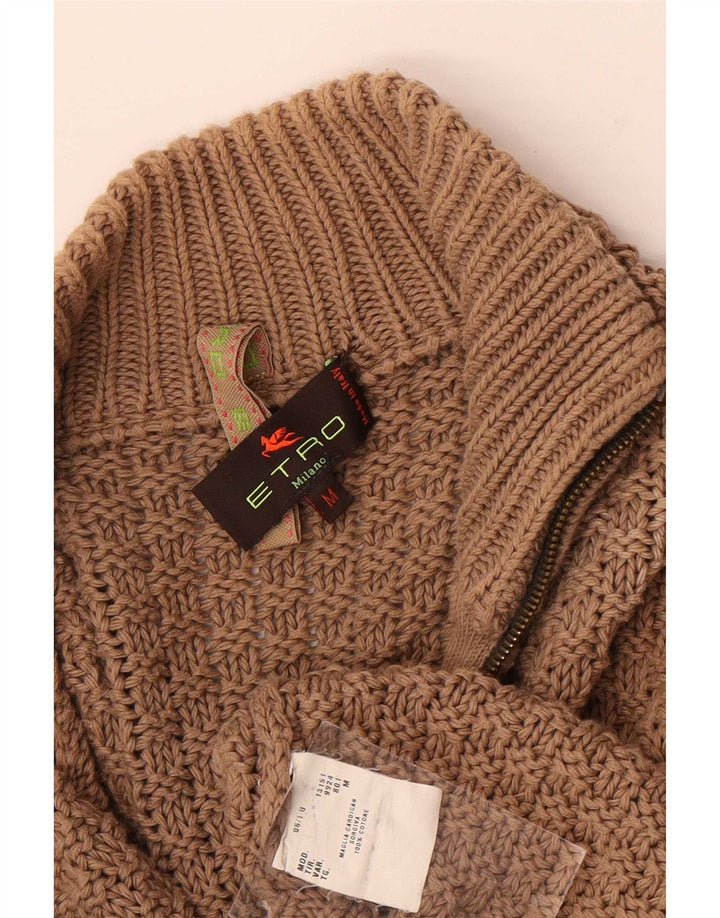 Pulover cardigan pentru femei Etro UK 14, maro mediu, bumbac color bloc