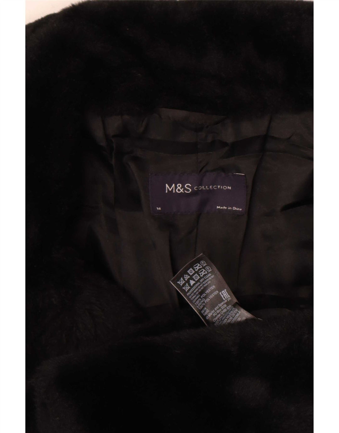 Jachetă de blană artificială pentru femei Marks & Spencer UK 14 Poliester mediu negru