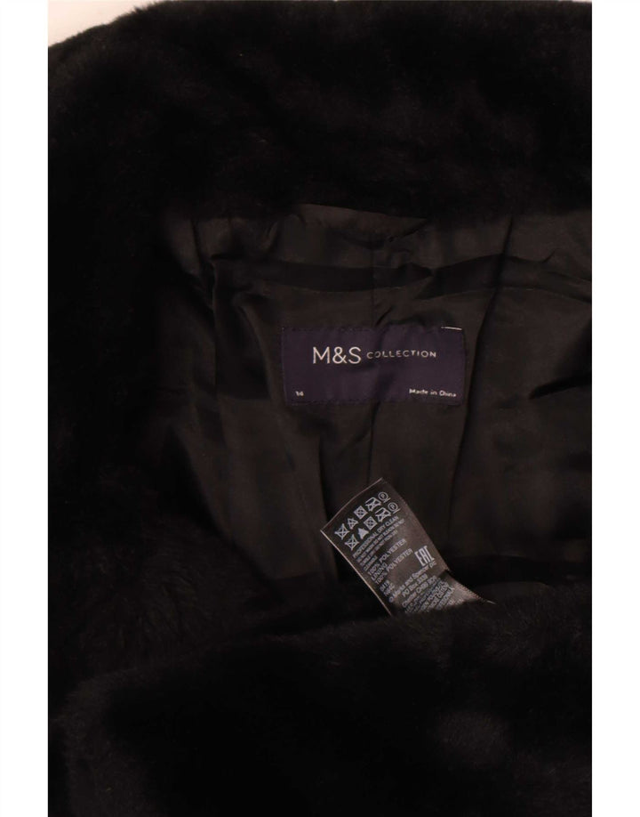 Jachetă de blană artificială pentru femei Marks & Spencer UK 14 Poliester mediu negru