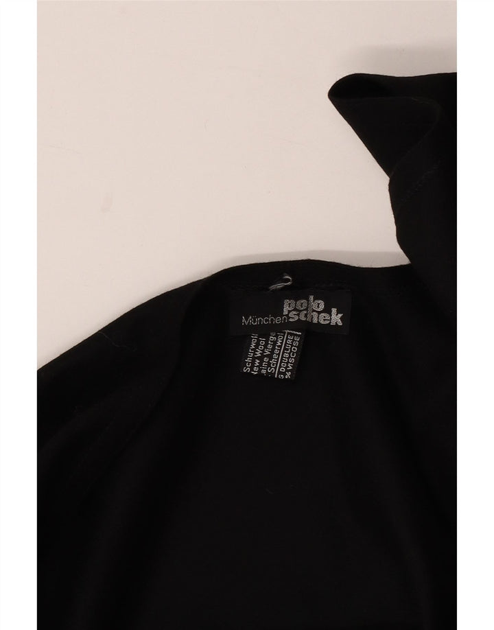 Jumper Poncho Asimetric Vintage pentru Femei Marime Unică Lână Neagră