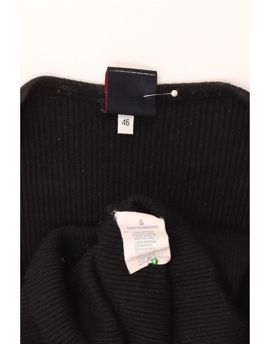 Dolce & Gabbana Top pentru femei cu mânecă lungă IT 46 Lână merinos mare neagră