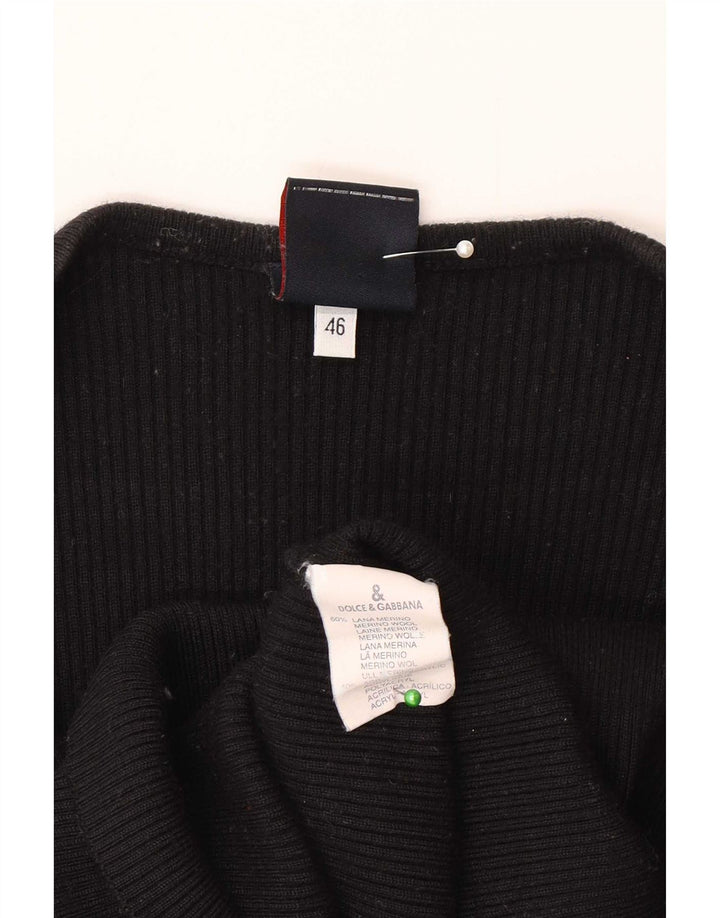 Dolce & Gabbana Top pentru femei cu mânecă lungă IT 46 Lână merinos mare neagră