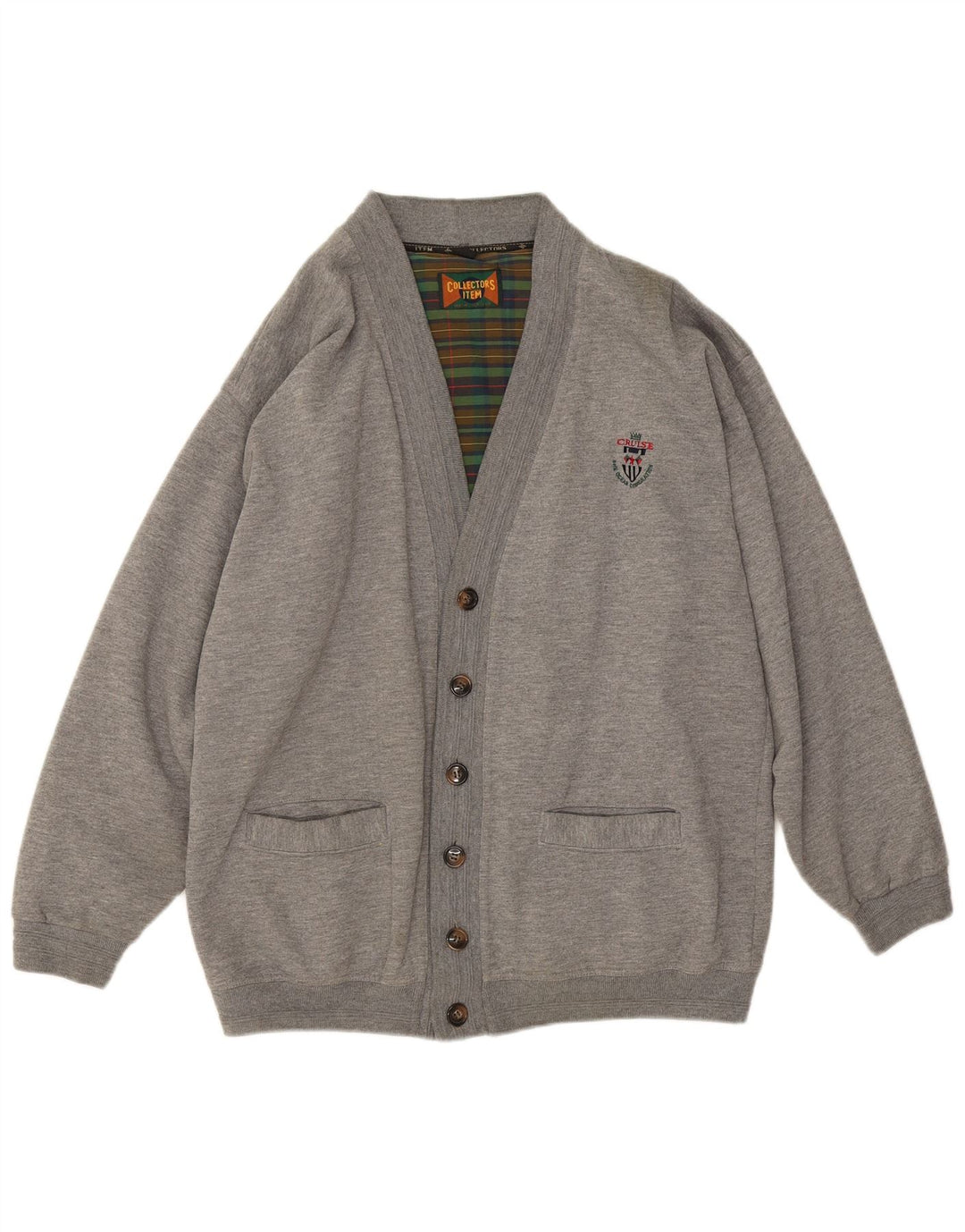 Cardigan Vintage pentru bărbați, poliester, gri mediu