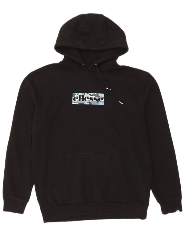 Pulover cu glugă cu grafic pentru femei Ellesse UK 14 Sport mare din bumbac negru
