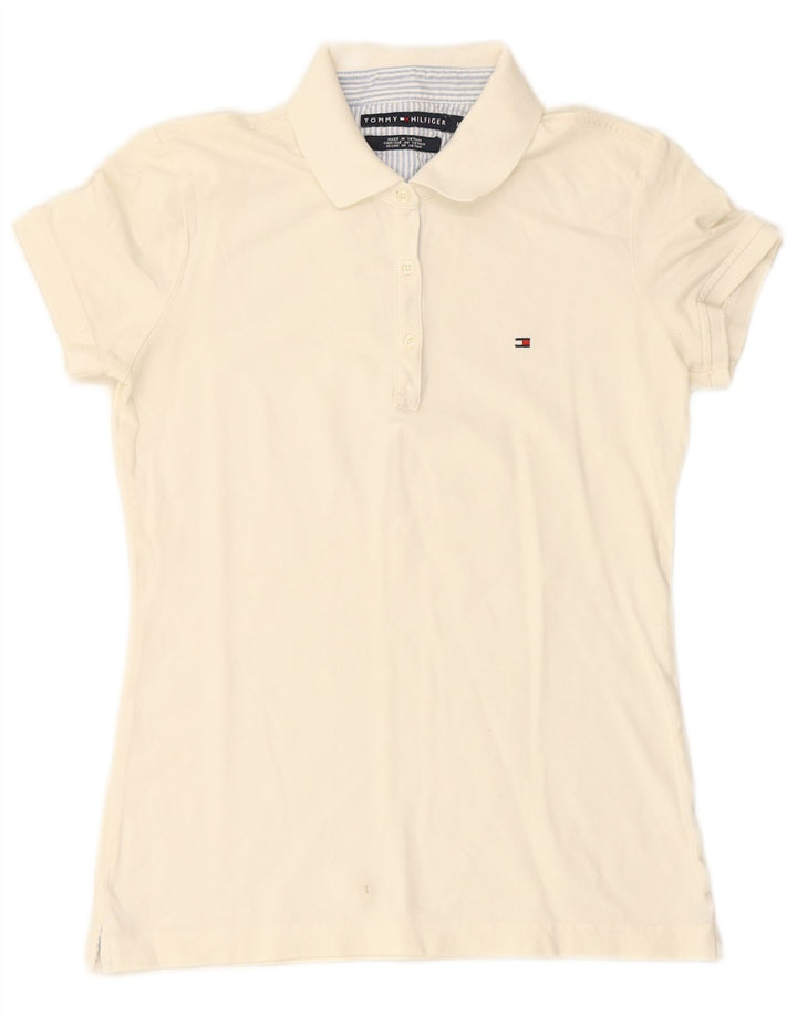 Tricou polo TOMMY HILFIGER pentru femei UK 14 Medium White