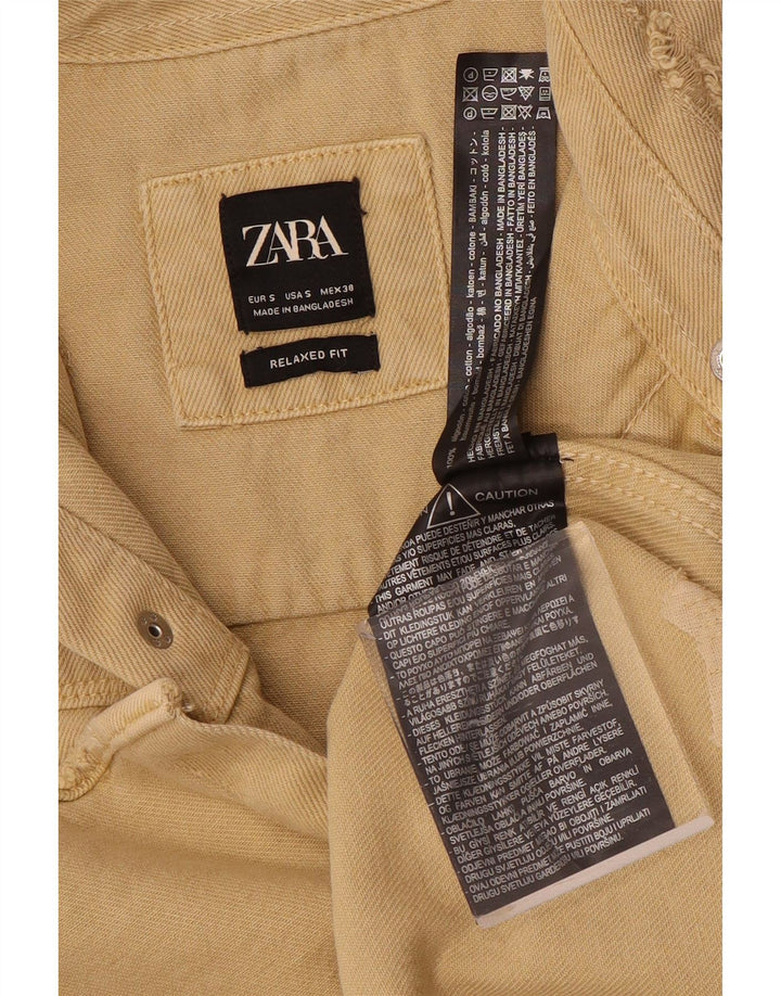 Cămașă din denim, cu ajustare relaxată, pentru bărbați Zara, din bumbac, bej mic