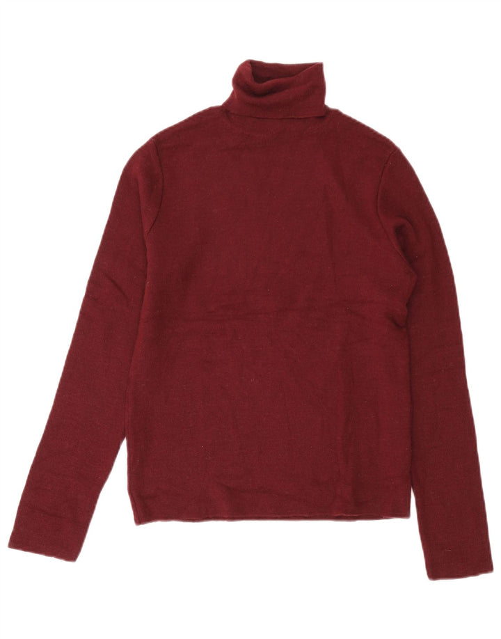 Pulover pentru femei Zara cu gât rulat UK 12 Medium Bordeaux Lână