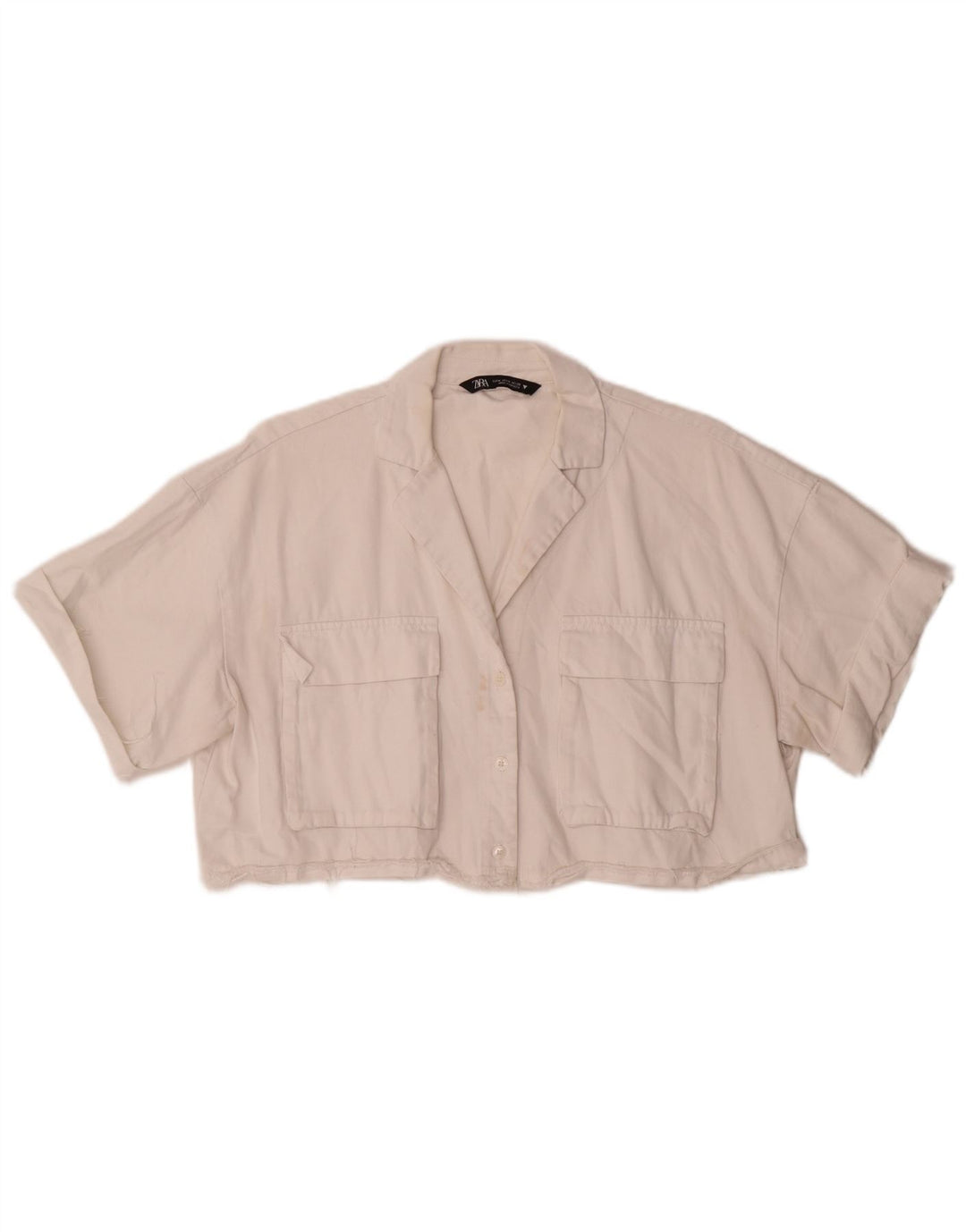 Bluză cămașă cu mânecă scurtă pentru femei Zara UK 14 Medium White