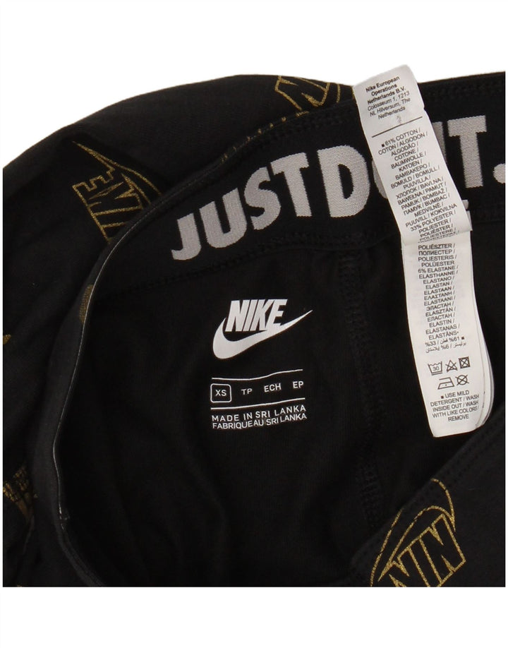 Leggings grafic Nike pentru femei UK 6 XS Logo bumbac negru