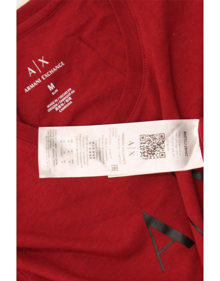 Tricou grafic Armani Exchange pentru bărbați Top din bumbac roșu mediu