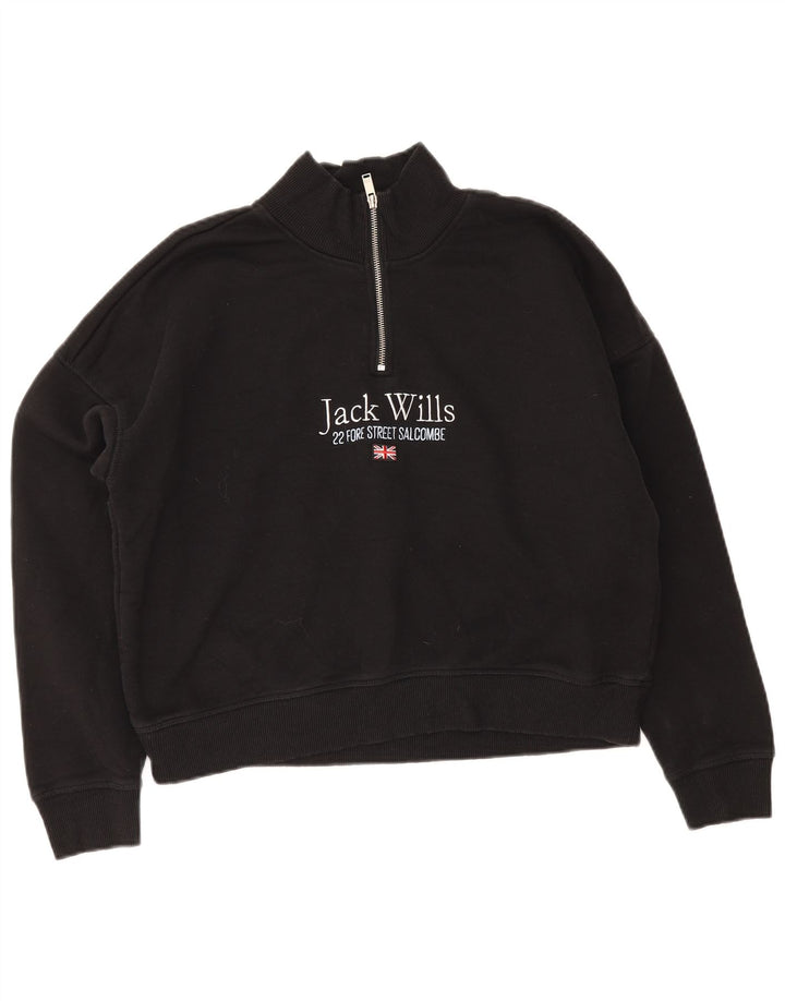 Pulover pentru femei Jack Wills cu grafic supradimensionat UK 12 Medium Negru
