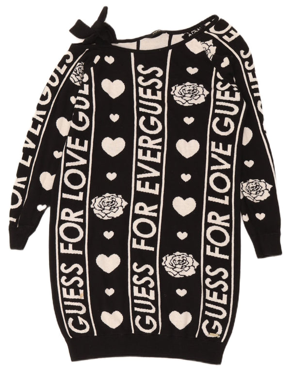 Rochie pentru fete Guess, cu mânecă lungă, pe un umăr, 15-16 ani, bumbac negru