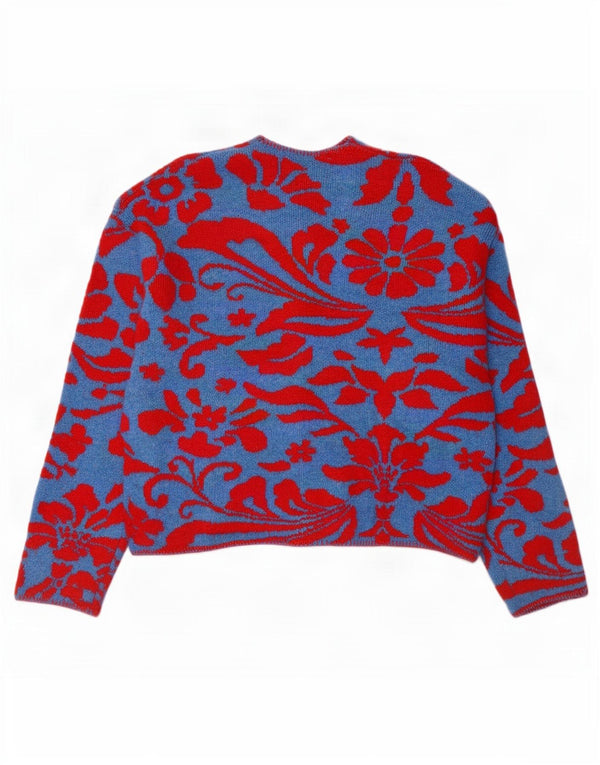 Pulover cardigan pentru femei Zara UK 14 Medium Blue Floral Poliester